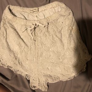 White lace shorts